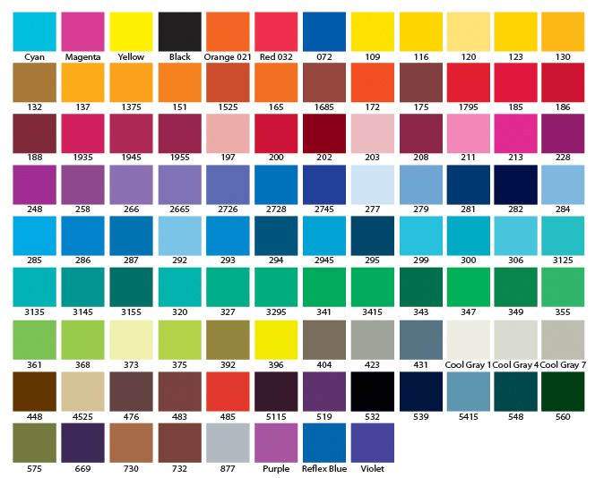 ATAC™ Sportswear Color Chart